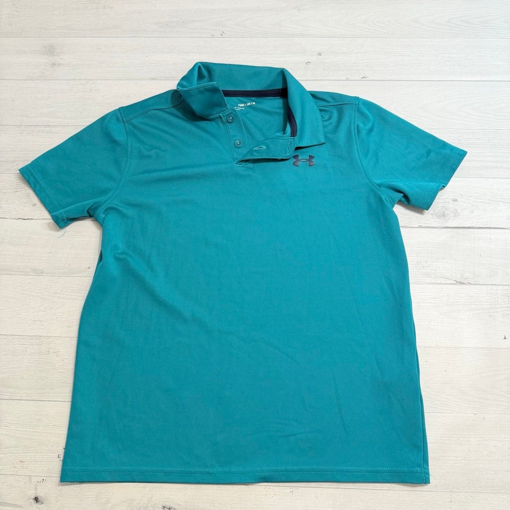 Under armour kids teal blue polo‎ shirt youth medium